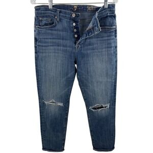 7 For All Mankind Josefina High Waist Distressed Ankle Skinny Jeans Size 29 Chic